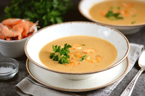 Крем-суп из сельдерея с креветками