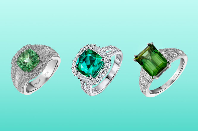Кольца с бриллиантами, турмалином и цаворитом Royal от MIUZ Diamonds Кольца с бриллиантами, турмалином и цаворитом Royal от MIUZ Diamonds
