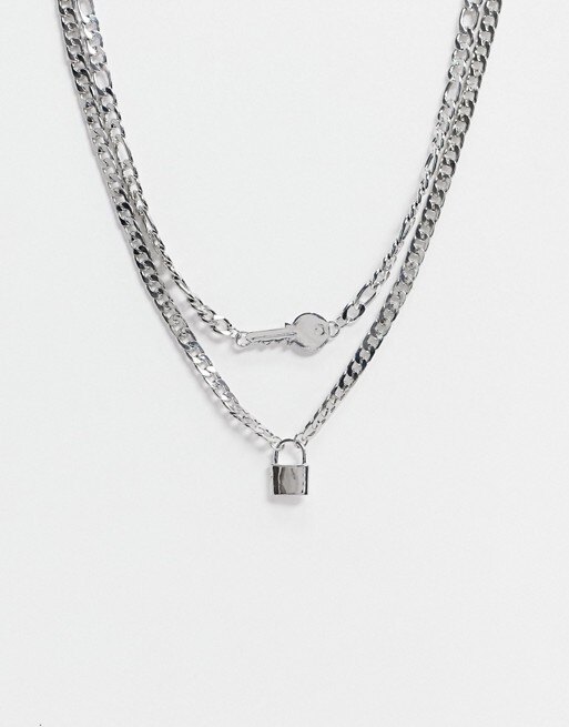 Серебристое колье с подвесками Asos Design, 690 руб.