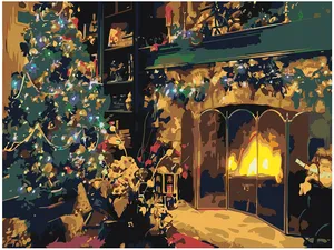 Яндекс.Маркет, картина по номерам на холсте «Рождество у камина», 780 руб.