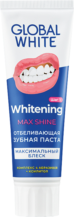 GLOBAL WHITE, отбеливающая зубная паста MAX SHINE