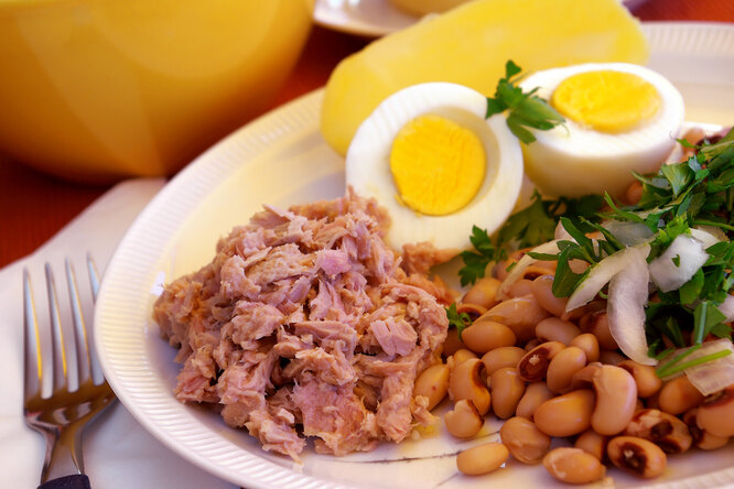Мясо, фасоль и варёное яйцо, яичная диета на неделю меню