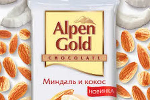 Alpen Gold — белый шоколад c миндалем и кокосом