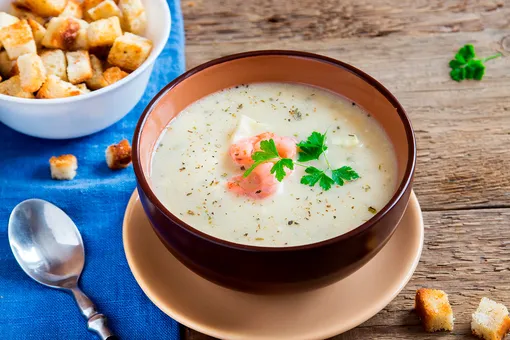 Рецепт крем-супа из седьдерея с креветками