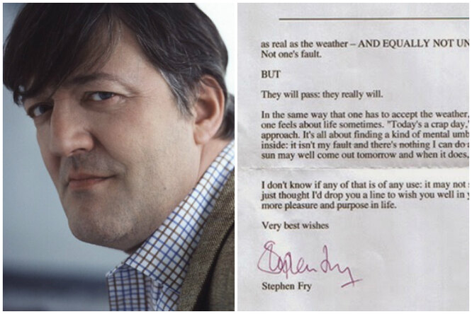 Девушка в депрессии написала письмо Стивену Фраю. Вот что он ответил