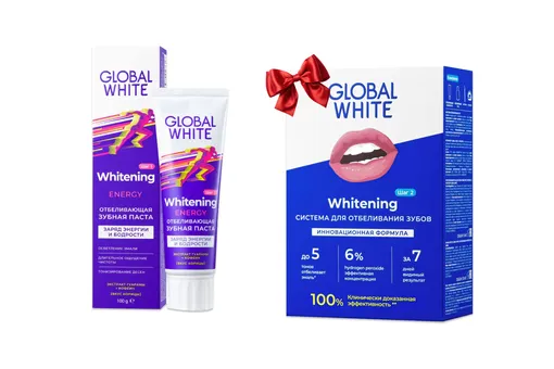 Отбеливающая паста Energy и набор для отбеливания зубов от GLOBAL WHITE