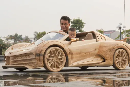 Вьетнамец 40 дней вырезал из дерева точную копию Bugatti — и она движется!
