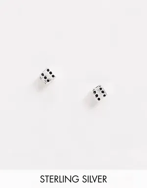 Серебряные серьги-гвоздики в форме игральных кубиков Asos Design, 550 руб.