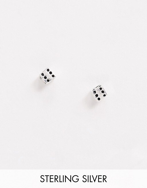Серебряные серьги-гвоздики в форме игральных кубиков Asos Design, 550 руб.