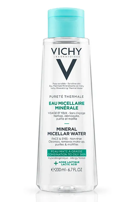 Мицеллярная вода с минералами и молочной и салициловой кислотами для жирной и комбинированной кожи Purete Thermale, Vichy
