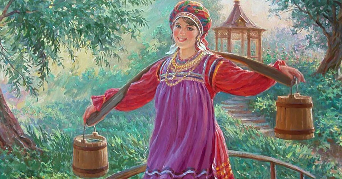 Девушка на руси рисунок