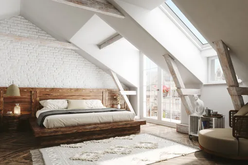 Оформляем спальню со скошенным потолком, чтобы визуально расширить пространство