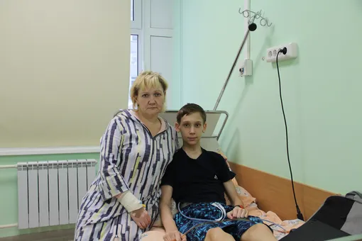 Наталья и Миша в больнице