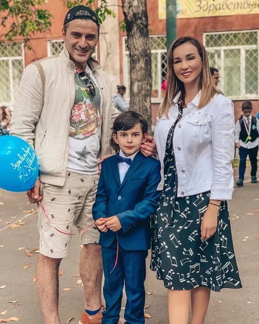 Гурам Баблишвили и Анфиса Чехова с сыном Соломоном