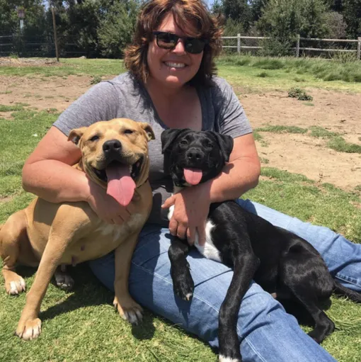 женщина с двумя собаками