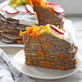 Рецепт печёночного торта с морковью и луком