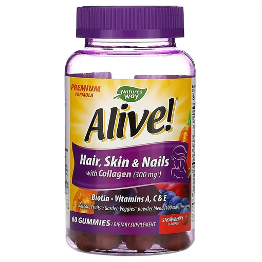Жевательные конфеты для здоровья волос, кожи и ногтей, Nature's Way, Alive, 1016 руб