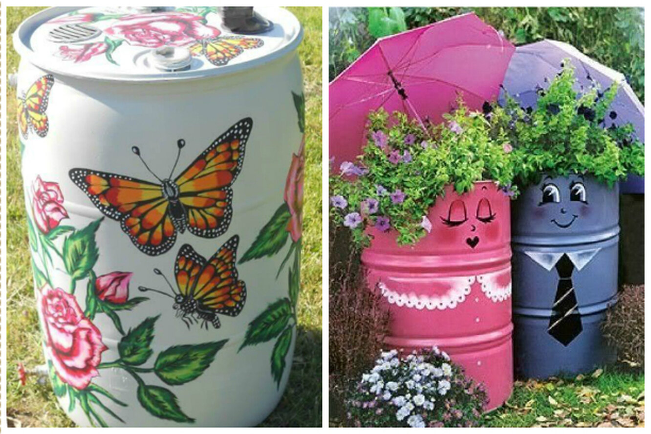 Как покрасить бочку для воды на даче своими руками оригинально и красиво