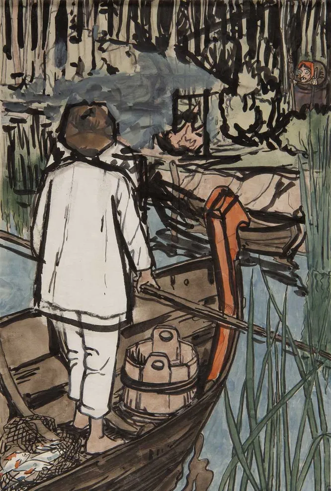 Баба-Яга заманивает Филипко, 1896–1897. Эскиз иллюстрации к сказке «Сынко-Филипко»