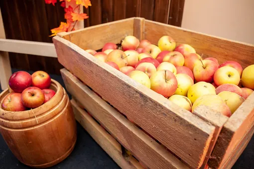 Хранение яблок в ящике в тамбуре