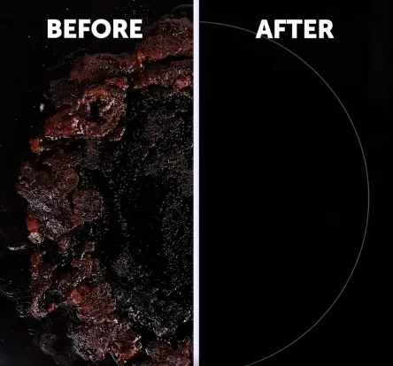 До и после очистка плиты пеной для бритья