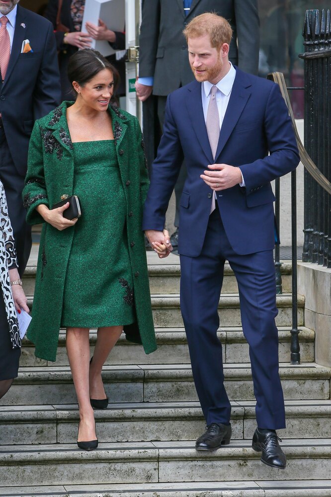 На фото беременная Меган Маркл и принц Гарри, 11 марта 2019 г