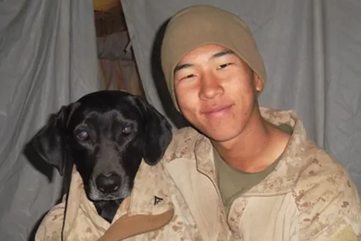 «Война закончилась»: морской пехотинец забрал домой собаку-сапера, которая не раз спасала ему жизнь