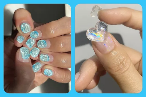 Снежные, блестящие и ледяные ногти: 10 трендов зимнего маникюра от корейских нейл-мастеров