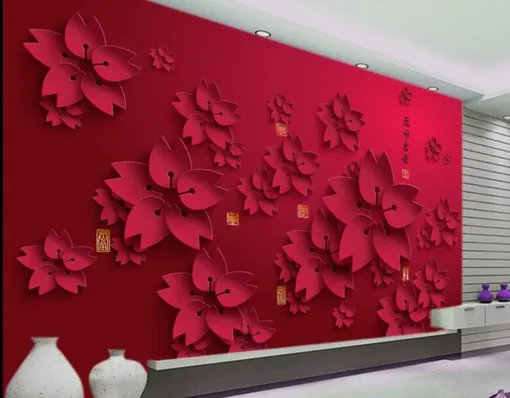 Как украсить комнату: стена с объёмными цветами