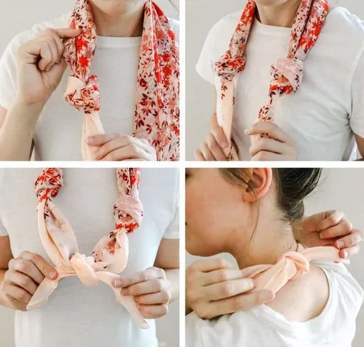 Способ завязывания платка на шее «ожерелье», как красиво завязать шарф на шее