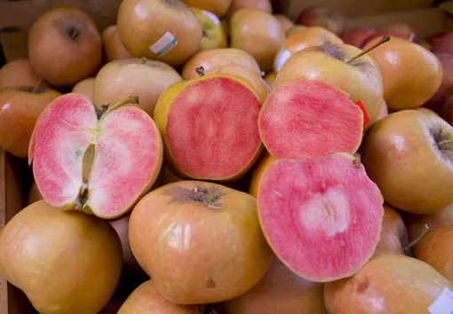 Яблоки сорта Розовый жемчуг в разрезе