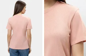Хлопковая однотонная футболка персикового цвета