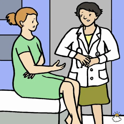 Газообразование в кишечнике у взрослых, женщина на приёме у врача