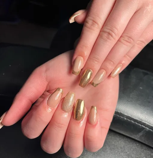 Тёплое золото дизайн ногтей