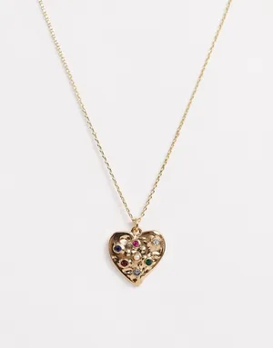 Золотистое ожерелье с подвеской-сердцем Accessorize, 590 руб.