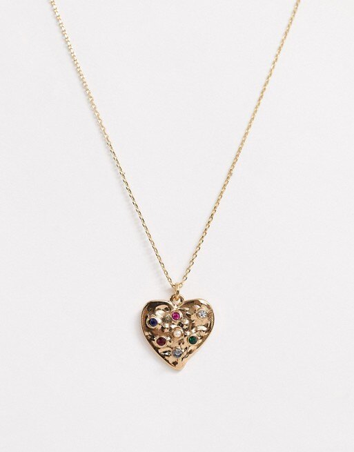 Золотистое ожерелье с подвеской-сердцем Accessorize, 590 руб.