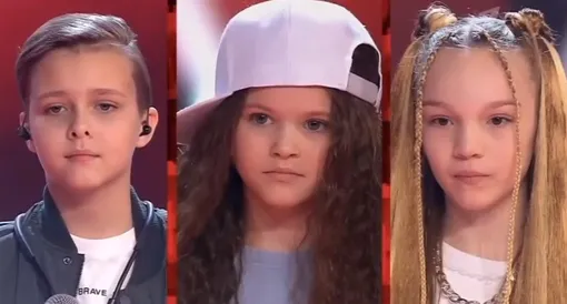 фото: кадр из шоу «Голос. Дети» Маргарита Бавская, Соня Медведева и Стас Кашеваров.