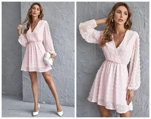 Shein, Нежно-розовое приталенное мини-платье с запахом, 1290 руб