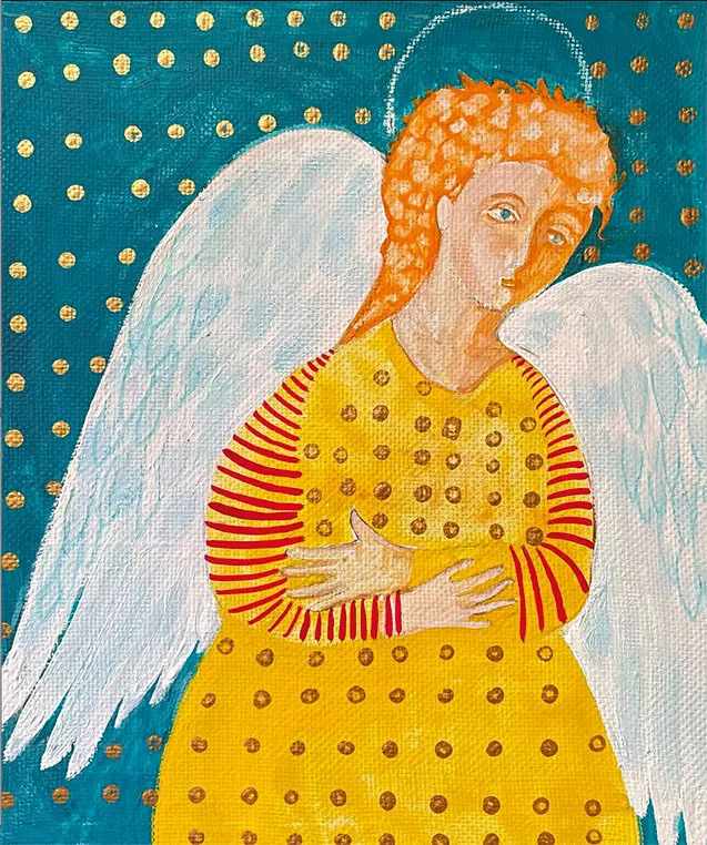 Картина Маши Сориной «Ангел в платье в горошек»