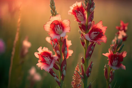 Гладиолус — один из самых красивых и выделяющийся на фоне своих собратьев цветок для августа.