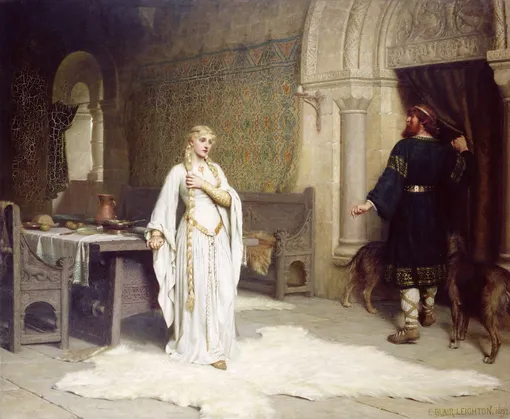Художник Эдмунд Лейтон изобразил момент принятия Годивой решения (1892)