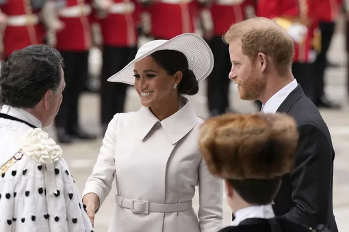 Принц Гарри и Меган Маркл в Лондоне на торжестве по случаю 70 лет пребывания Елизаветы II на троне 3 июня 2022 года