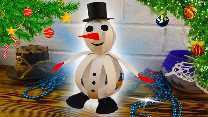 Снеговик из бумаги своими руками. Paper snowman