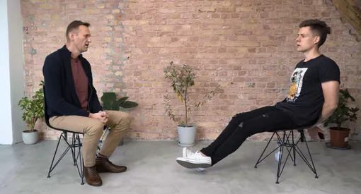 Алексей Навальный и Юрий Дудь во время интервью