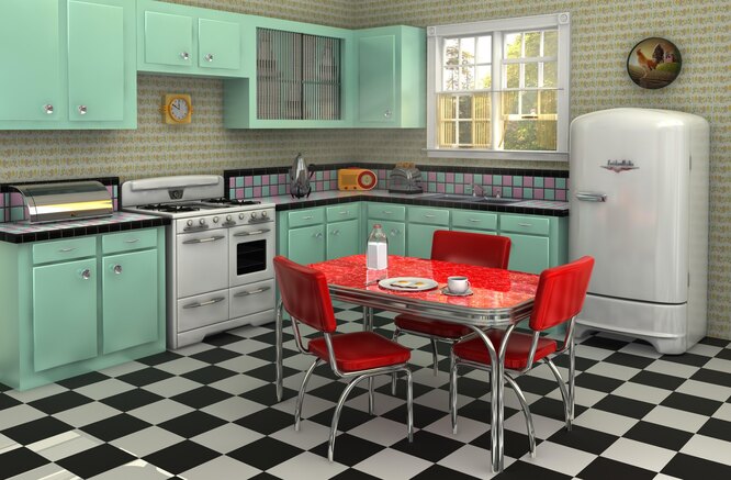 Зелёный цвет в интерьере кухни способен вписаться в большинство стилей