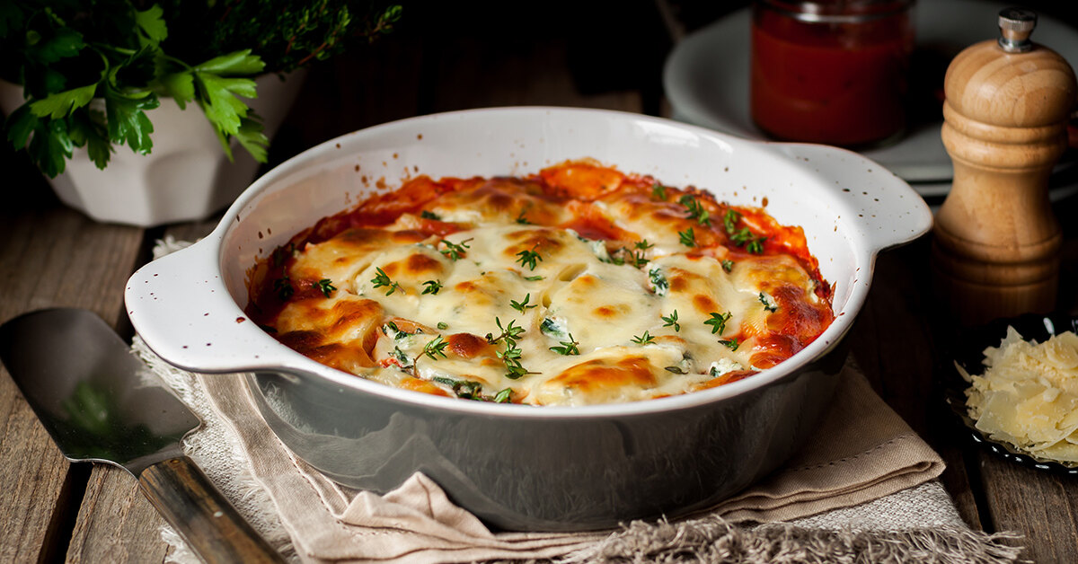 Гратен с курицей и грибами