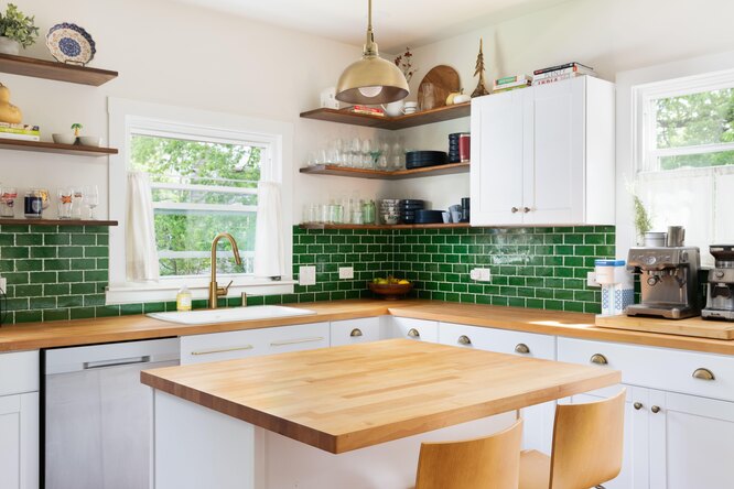 Зелёный цвет в интерьере кухни: выбирая зелёный оттенок, важно тщательно искать нужный, чтобы стены комнаты не напоминали подъезд или больницу