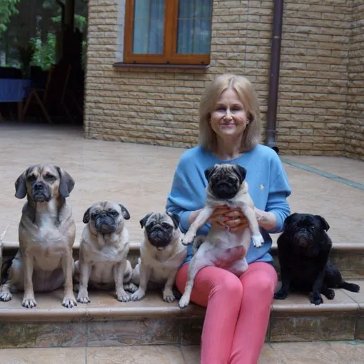 Дарья Донцова с собаками