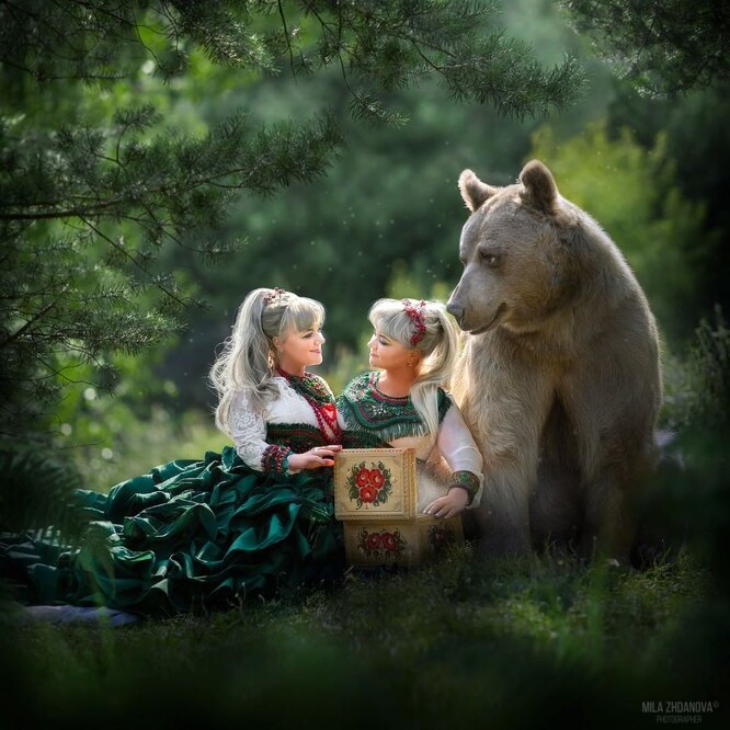 Медведь степан, мила жданова, фотосграфии с медведм, ручной медведь, сказочная фотосессия, русская клюква