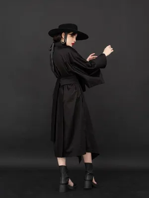 платье кимоно лен черное